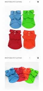 Set of four breathable mesh polo shirts for small dogs and cats in vibrant summer colors.