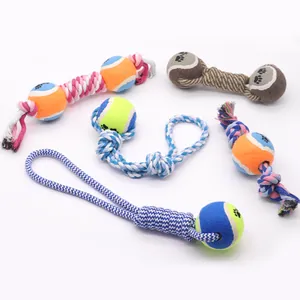 Durable Cotton Rope Dog Chew Toy For Teeth Cleaning Interactive Pet Rope Knot Ball Toy For Small Medium Large Dogs