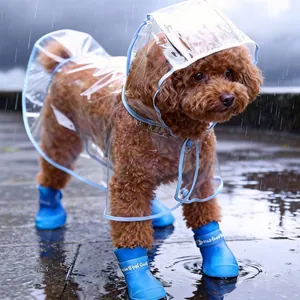 Chubasquero Transparente para Mascotas Poncho de Lluvia con Capucha de PVC para Perros Pequeños Medianos Gatos Impermeable