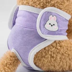 Pantalones Fisiológicos Lavables para Perros Malla Transpirable Pañal Higiénico para Perras Bordado de Conejo Pantalones de Seguridad Ajustables