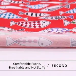 High-quality breathable pet shirt fabric featuring vibrant cartoon fish pattern prints
