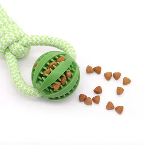 Giocattolo corda verde resistente per cani con palla dispenser premi per masticatori forti