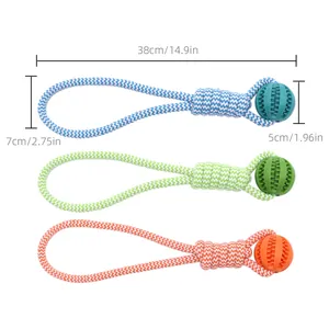 Gioco in corda per animali con pallina in gomma per pulizia denti e premi