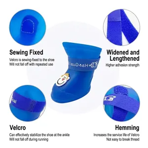 Stivali da pioggia blu per cani, impermeabili e antiscivolo con cinturino in velcro
