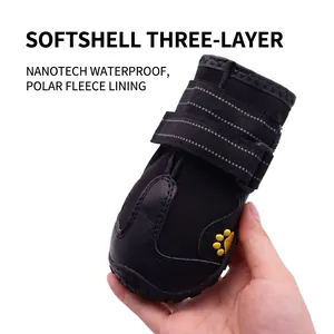 Scarpe impermeabili softshell per cani con fodera in pile e strisce riflettenti per cani
