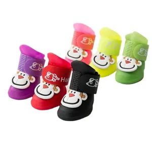 Stivali da pioggia per cani in gomma antiscivolo colorati con simpatico design a scimmia