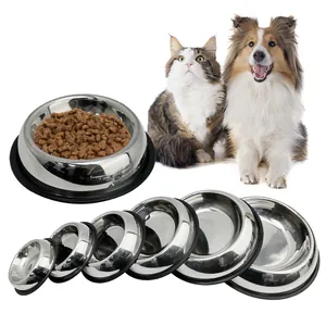 Ciotola per Cani in Acciaio Inossidabile Ispessito Con Base in Gomma Antiscivolo Alimentatore per Animali in Metallo Lucidato per Gatti Cani Grandi