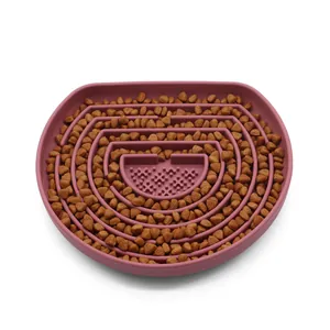 Gamelle pour Chien à Alimentation Lente en Silicone avec Ventouse Anti-Dérapante Tapis à Lécher pour Animaux Design Labyrinthe