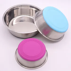 Stainless Steel Pet Bowl Large Capacity Non-slip Dog Food Water Bowl Anti-tip Silicone Base Feeder For Dogs And Cats