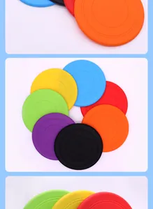 Detail view of colorful silicone dog frisbees for outdoor interactive pet training.