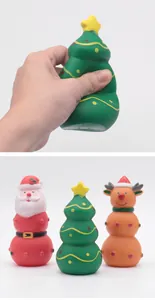 Ensemble de jouets sonores de Noël pour chiens avec Père Noël, renne et sapin en vinyle