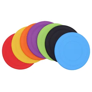 Set of 7 colorful soft silicone flying discs for durable pet outdoor training sessions