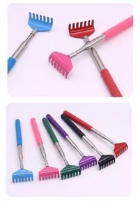 Variety of colorful retractable pet scratching rakes with stainless steel handles