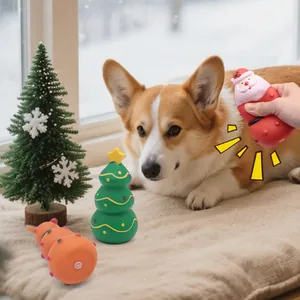 Lot de jouets couineurs de Noël pour chiens avec Père Noël, sapin et renne pour mâcher