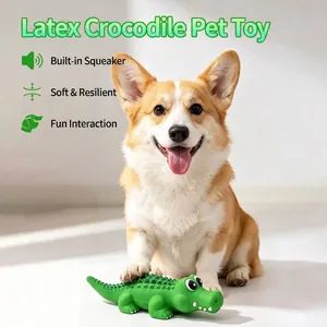 Juguete para perro de cocodrilo de látex verde con sonido para masticar y jugar