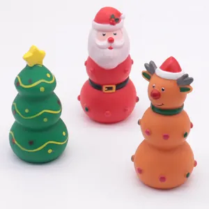 Ensemble de jouets de Noël en vinyle pour chiens avec Père Noël, renne et sapin
