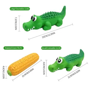 Set de juguetes chillones de látex para perros cocodrilos verdes y maíz amarillo