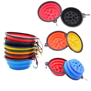 Gamelle Chien Pliable Silicone TPE Alimentation Lente Anti Étouffement Gamelle Eau Nourriture Avec Mousqueton Pour Voyage