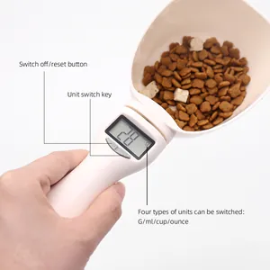 Digital pet food scale spoon with LCD display for precise measuring of dog and cat kibble