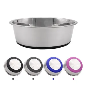 Cuenco para Perros de Acero Inoxidable Antideslizante Engrosado Antivuelco Cuenco para Comida y Agua para Mascotas Perros y Gatos Negro Azul Gris Rosa