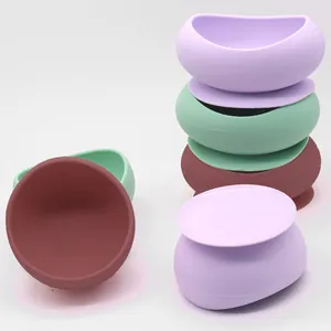 Silicone Pet Bowl With Suction Cup Base Anti-Tipping Cat Bowl Neck Protection Dog Feeder Large Diameter Food Water Bowl