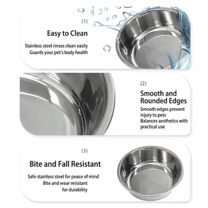 Cuenco de acero inoxidable grueso de alta calidad para comida y agua de perros y gatos
