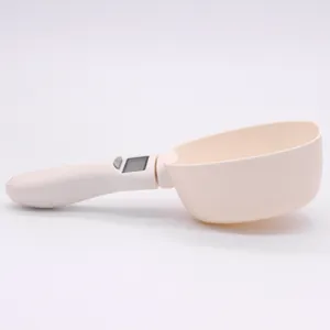 Modern digital pet food measuring spoon with electronic weight scale for precise feeding