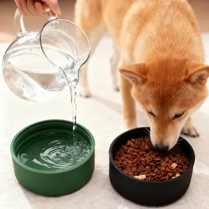Durable non-slip silicone dog bowl set for water and food feeding in minimalist style