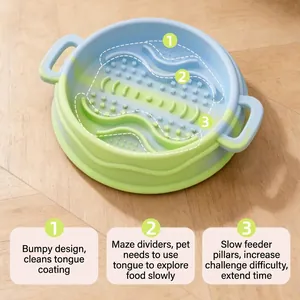 Σιλικόνη μπολ αργής σίτισης κατοικιδίων με σχεδιασμό λαβύρινθου κατά του πνιγμού