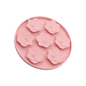 Premium pink silicone slow feeder lick mat for dogs with elegant 3D rose flower shapes