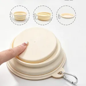 Portable Collapsible Pet Bowl Silicone Foldable Dog Water Dish With Carabiner For Cats Outdoor Travel Hiking Food Feeding Bowl