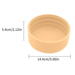Anti-slip orange thick silicone dog bowl with detailed size measurements displayed