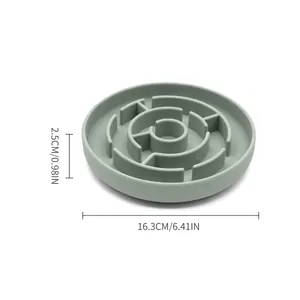 Green silicone pet slow feeder bowl with maze design for dogs and cats 16.3cm diameter
