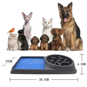 Professional 2-in-1 pet slow feeder bowl and silicone lick mat with dimension markings