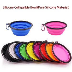 Ciotola Pieghevole per Animali in Silicone Portatile Con Moschettone Contenitore per Acqua e Cibo da Viaggio per Cani e Gatti per Escursioni All'aperto