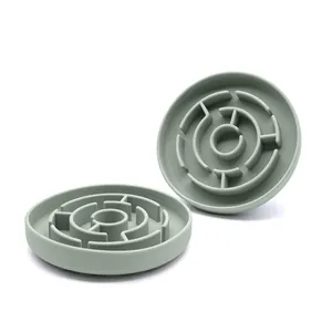 Durable green silicone slow feeder dog bowl featuring a non-slip maze design for pets