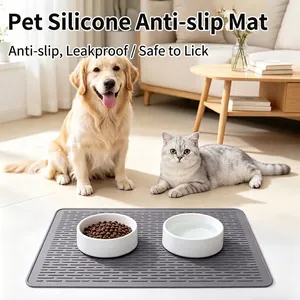 Siliconen Voedingsmat voor Huisdieren Waterdicht Antislip Honden Katten Voermat Gemakkelijk Schoon te Maken Opvouwbaar Grijs Zwart