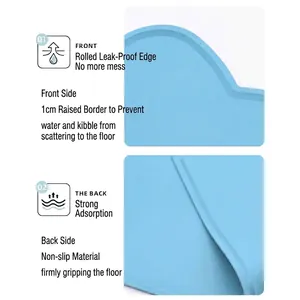 Waterproof silicone pet placemat with raised edges and non-slip bottom design