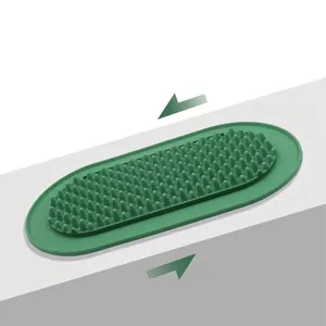 Durable green silicone pet slow feeder licking mat featuring strong suction base
