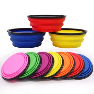 Collapsible Pet Dog Bowl Portable TPE Silicone Travel Bowl Foldable Water Food Feeding Bowl For Dogs Cats Outdoor Camping