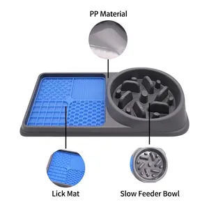 Comedero 2 en 1 con alfombra de silicona y cuenco para comer lento de material PP