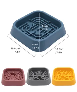 Silicone slow feeder dog bowl dimensions with 18.8cm width and 4cm height in multiple colors