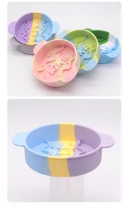Colorful silicone slow feeder pet bowl with anti-choking wave design for dogs