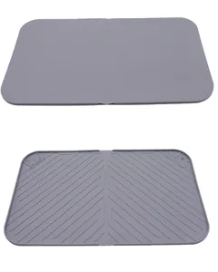 Double-sided silicone pet feeding mat with non-slip diagonal ridges and cute cat pattern
