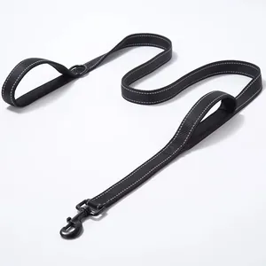 Heavy Duty Nylon Reflective Dog Leash Double Padded Handles For Large Dogs Anti Pull Training Leash For Walking Outdoor Pet Supplies