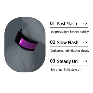Collier de sécurité LED rose pour animaux avec trois modes d'éclairage pour la nuit