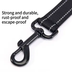 High-strength reflective nylon dog leash featuring a durable zinc alloy safety hook.