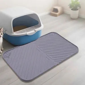 Premium waterproof silicone pet feeding mat with anti-slip grooves for cat litter