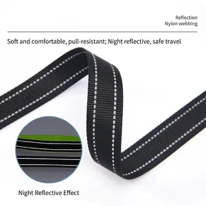 High-density nylon reflective dog leash webbing with night safety features