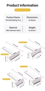 Detailed size and weight specs for curved and straight stainless steel pet grooming brushes.